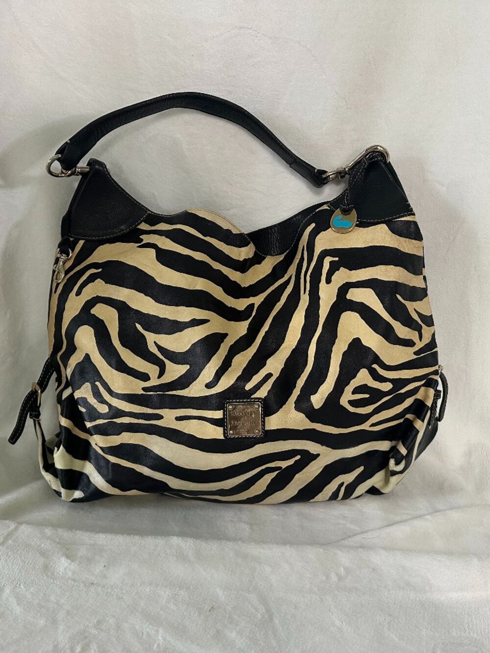 Dooney & Bourke Zebra Print Leather Hobo Bag Large